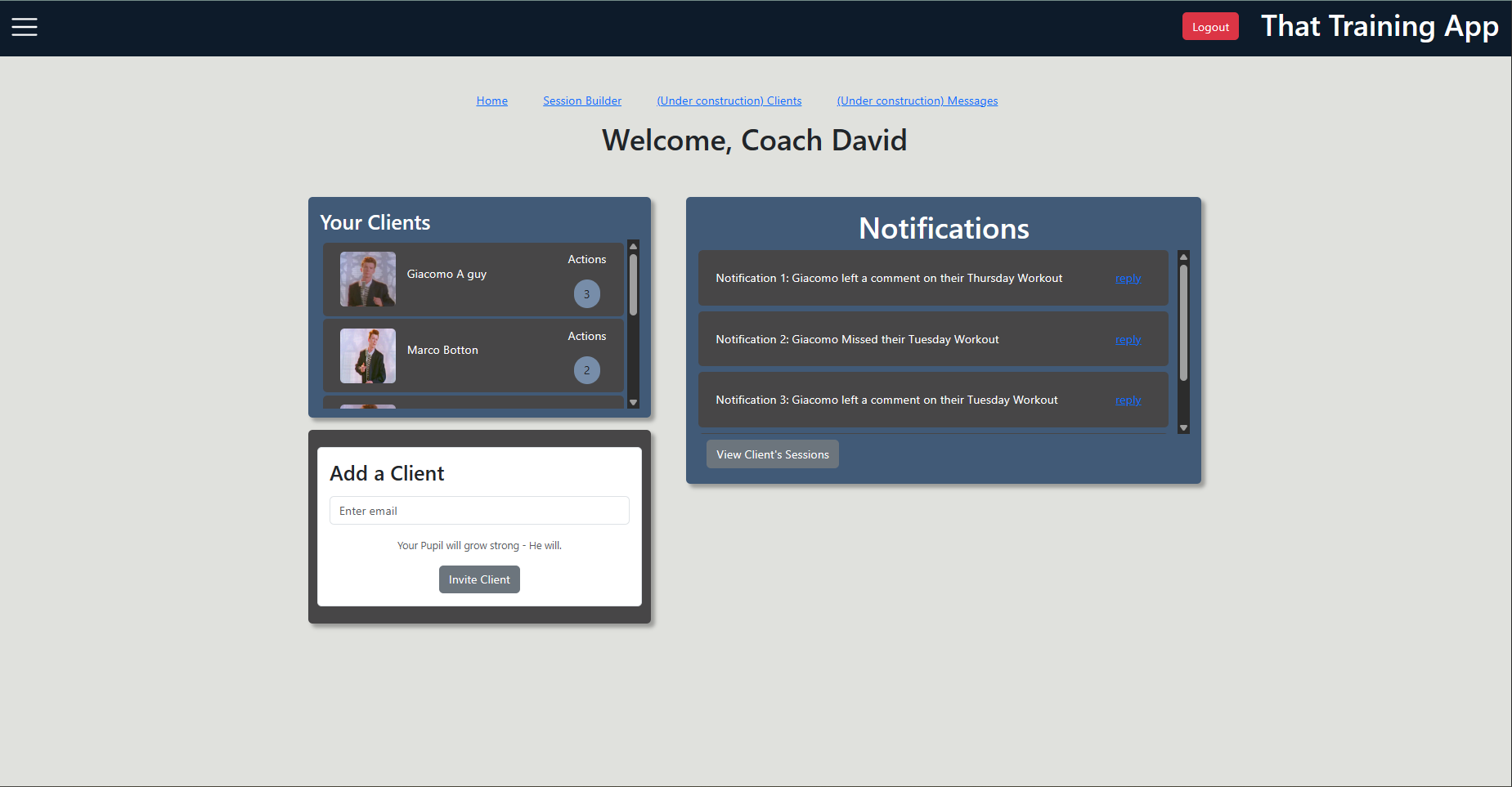 Coach Dashboard